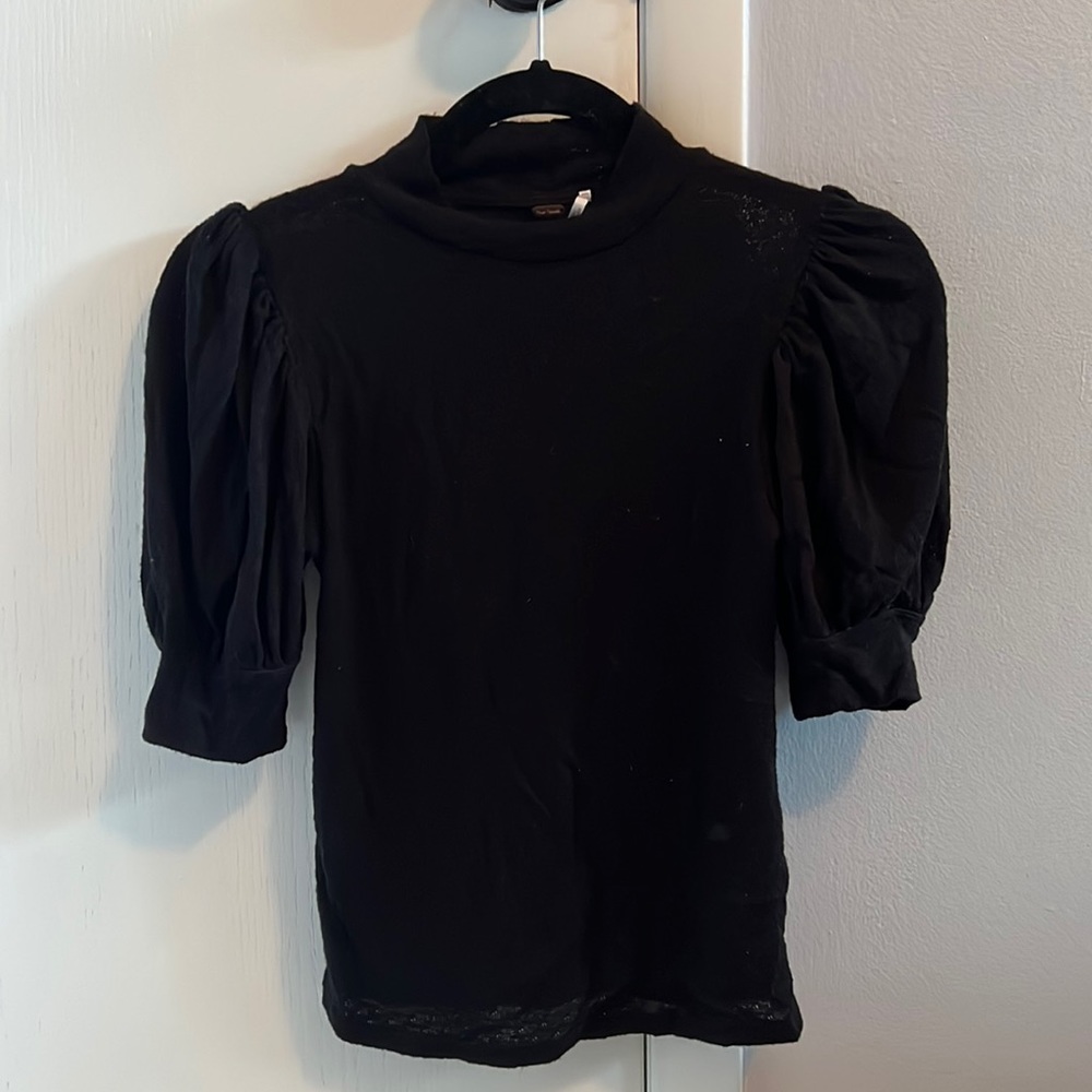 Free People mock neck puff sleeve top